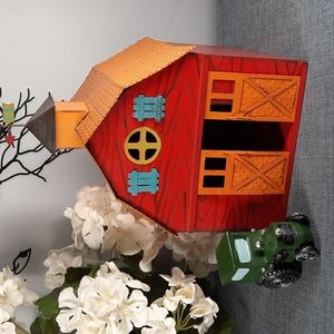 Fairy Garden Barn Tractor Set Metal Resin Indoor Outdoor Imagination Playtime